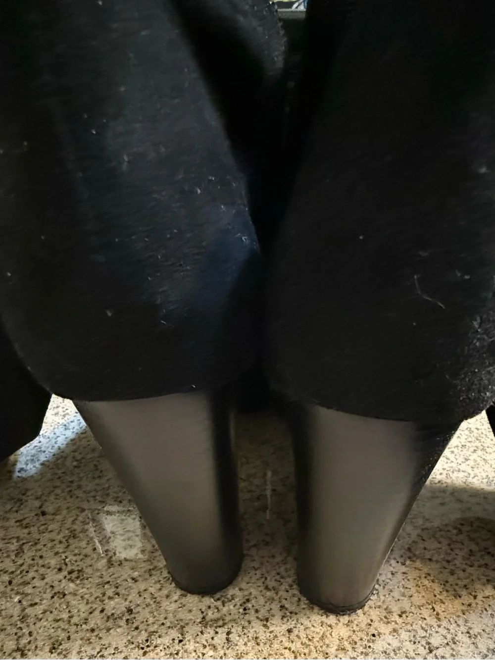Vepose Black Over-the-Knee Suede Block Heel Boots